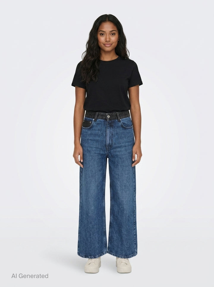 Contrast Waistband Straight Leg Jeans | MSGM | Club21 - front
