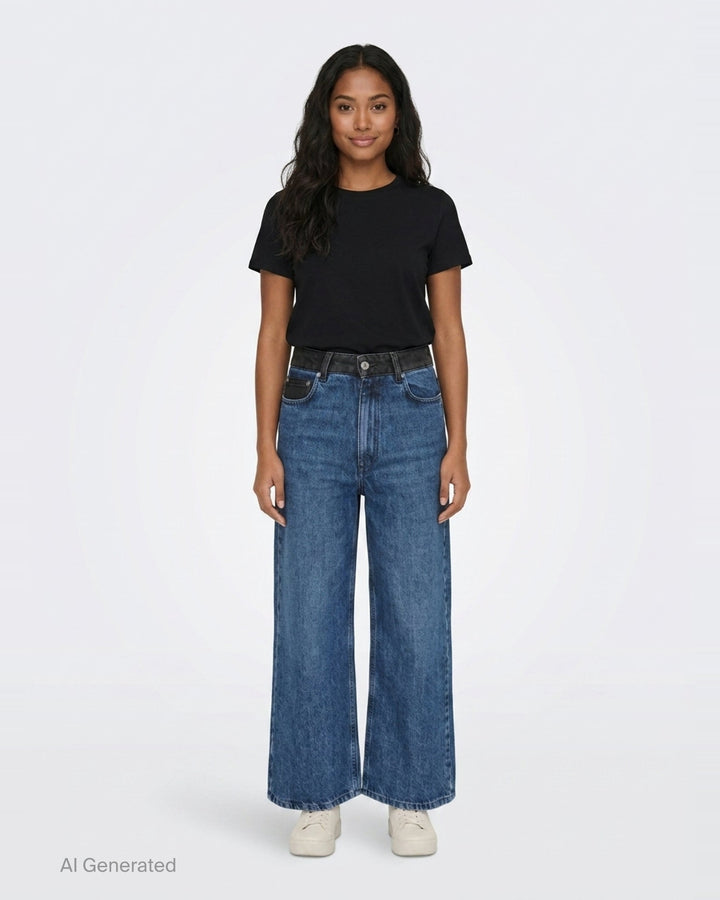 Contrast Waistband Straight Leg Jeans | MSGM | Club21 - front