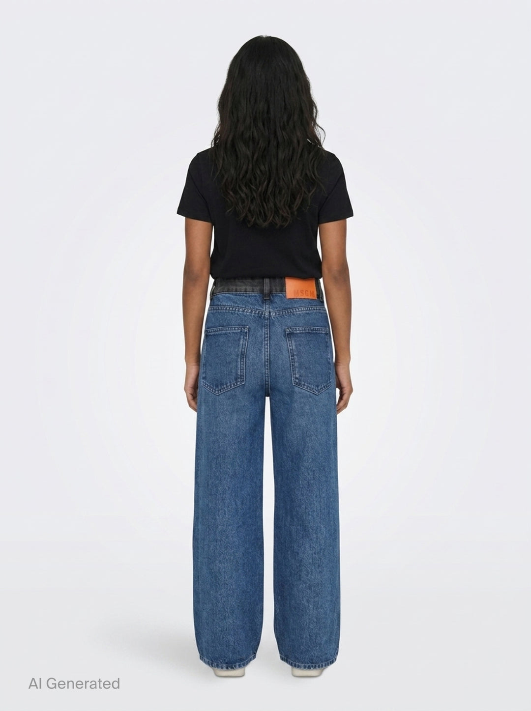 Contrast Waistband Straight Leg Jeans | MSGM | Club21 - back