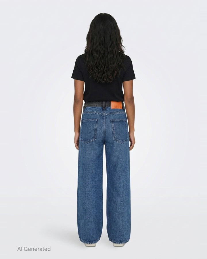 Contrast Waistband Straight Leg Jeans | MSGM | Club21 - back