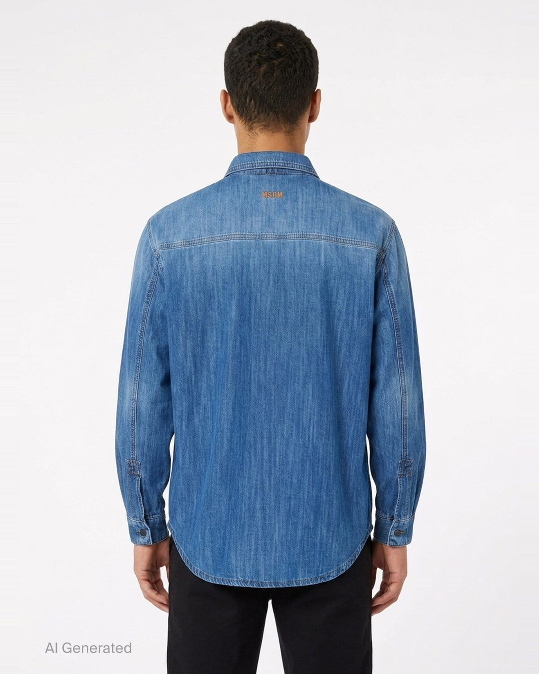 Denim Shirt With Bowtie | MSGM | Club21 - back