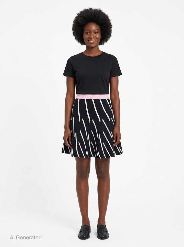 Diagonal Stripes Knit Skirt | MSGM | Club21 - front