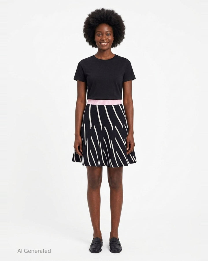 Diagonal Stripes Knit Skirt | MSGM | Club21 - front