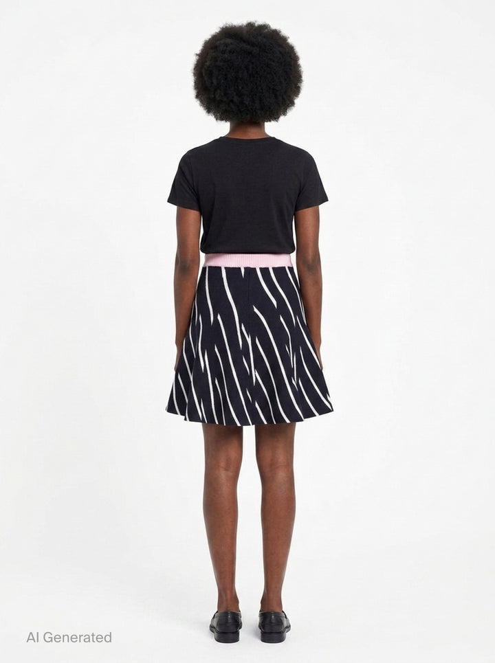 Diagonal Stripes Knit Skirt | MSGM | Club21 - back