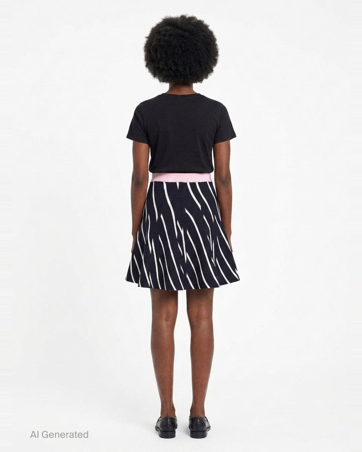 Diagonal Stripes Knit Skirt | MSGM | Club21 - back