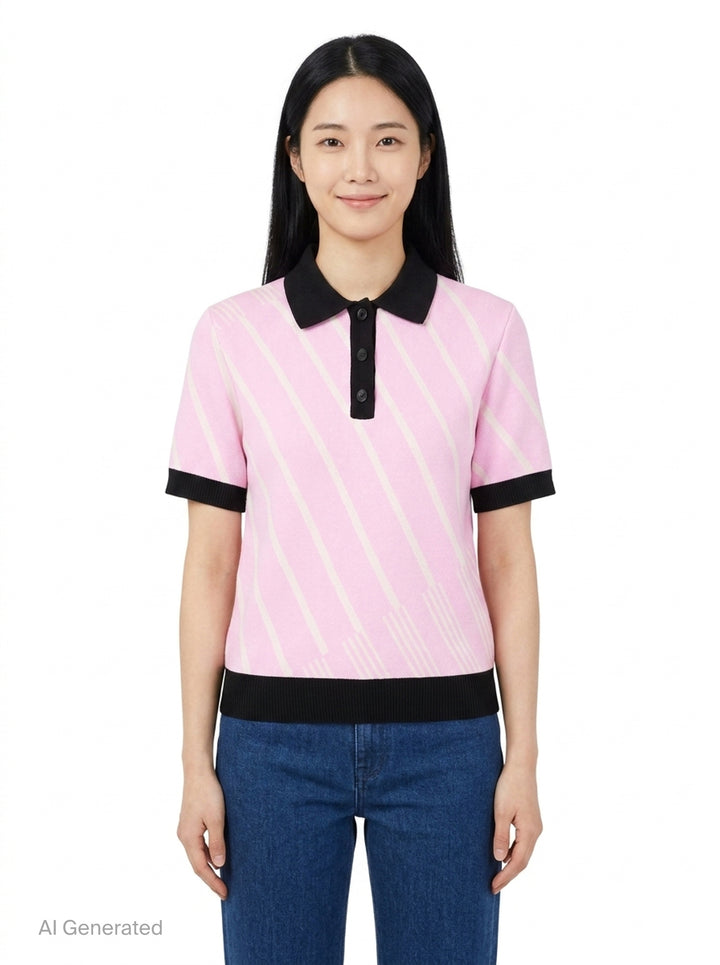 Diagonal Stripes Polo | MSGM | Club21 - front