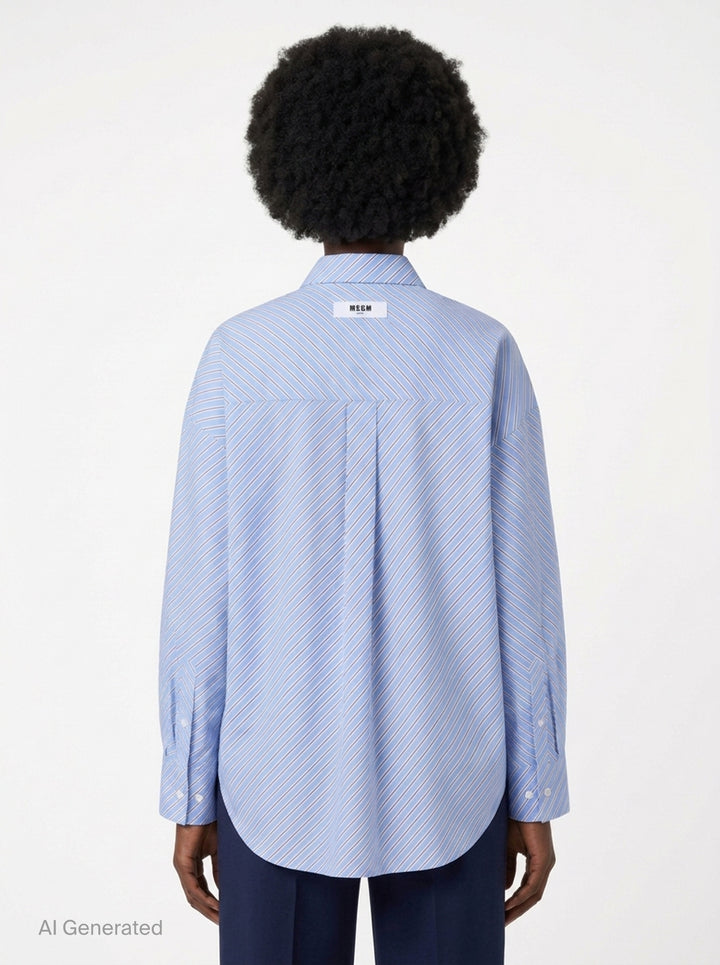 Diagonal Stripes Shirt | MSGM | Club21 - back