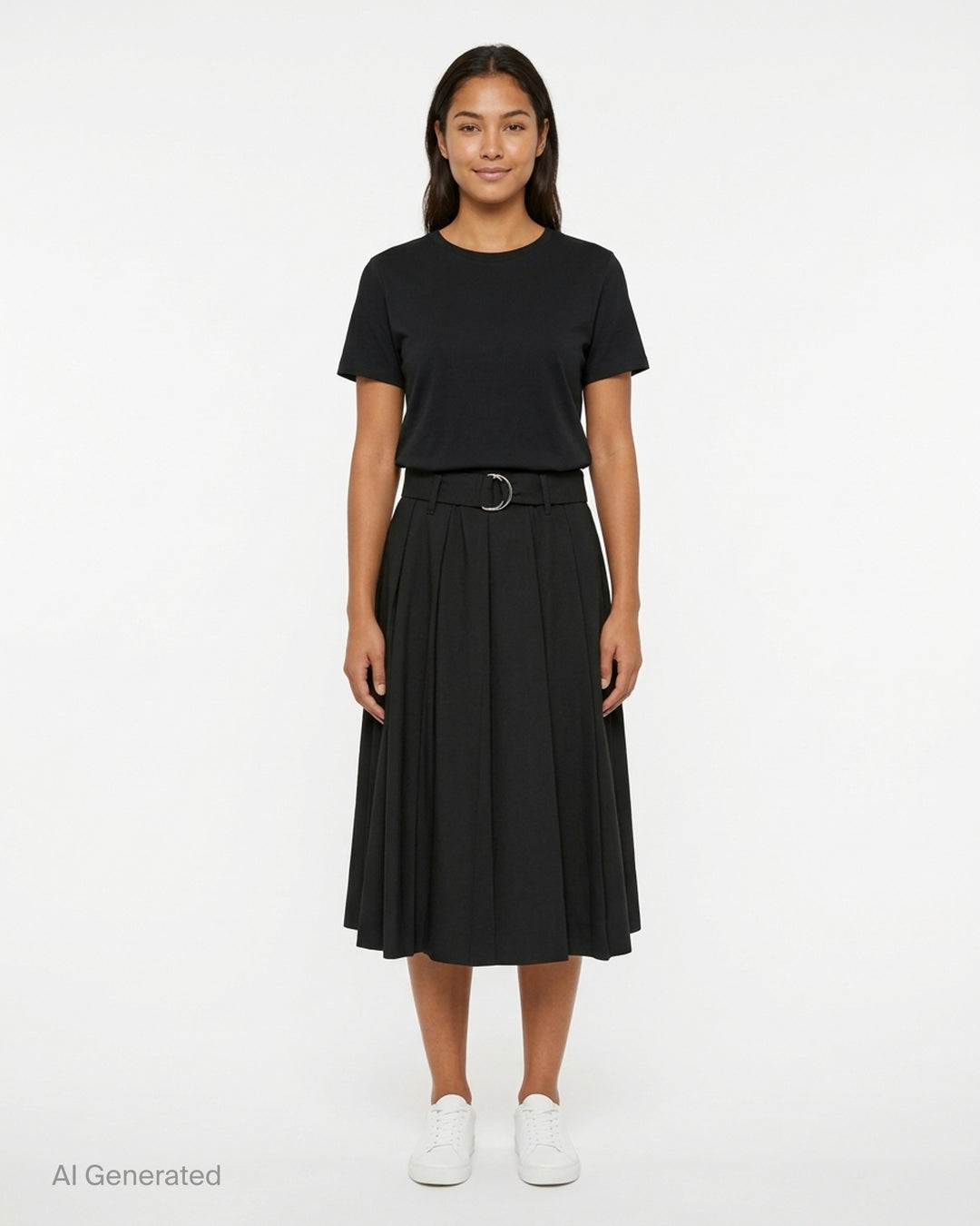 Pleated Midi Skirt With Belt | MSGM | Club21 - front