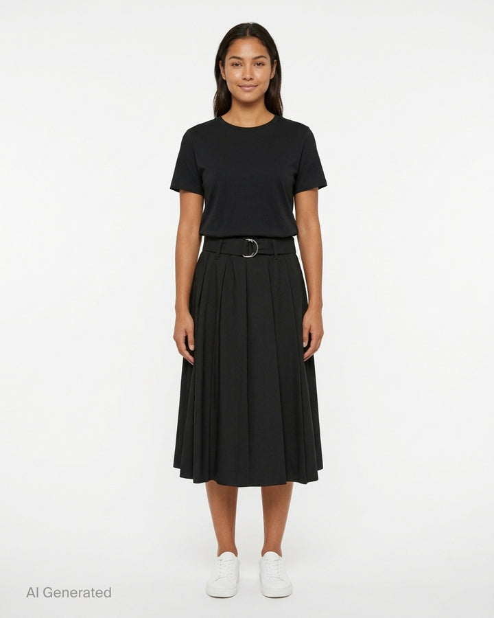 Pleated Midi Skirt With Belt | MSGM | Club21 - front