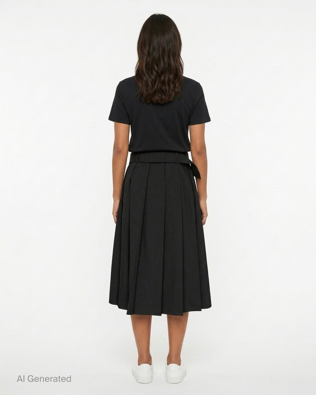 Pleated Midi Skirt With Belt | MSGM | Club21 - back