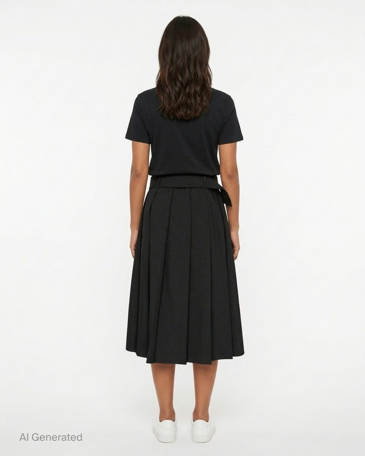 Pleated Midi Skirt With Belt | MSGM | Club21 - back