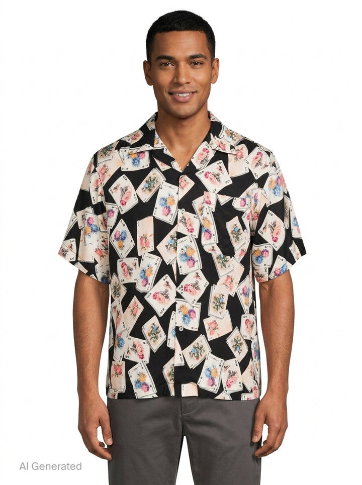Poker Cards Print Short Sleeve Shirt | MSGM | Club21 - front