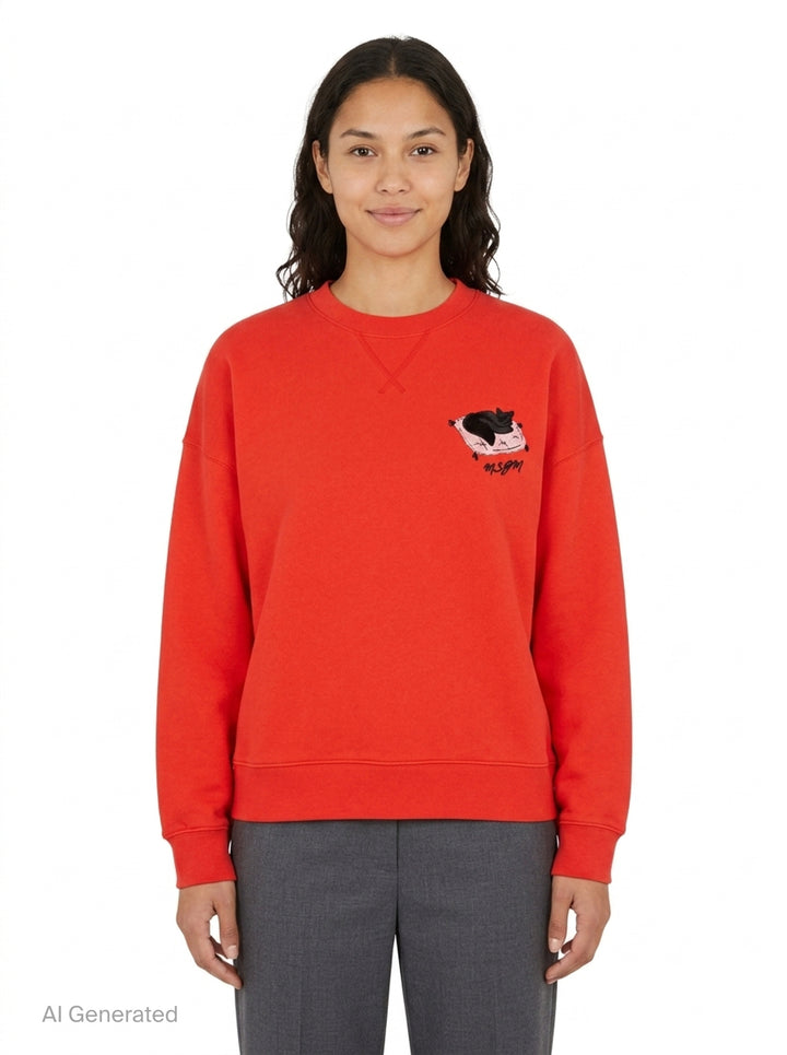 Sleeping Cat Embroidery Sweatshirt | MSGM | Club21 - front