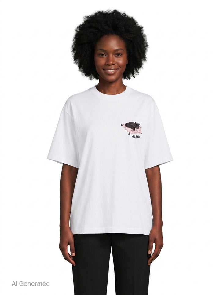 Sleeping Cat Embroidery Tee | MSGM | Club21 - front