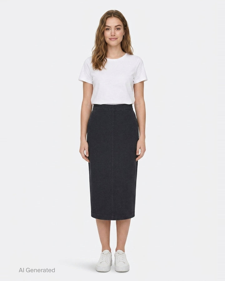Black Denim Midi Skirt | N°21 | Club21 - front