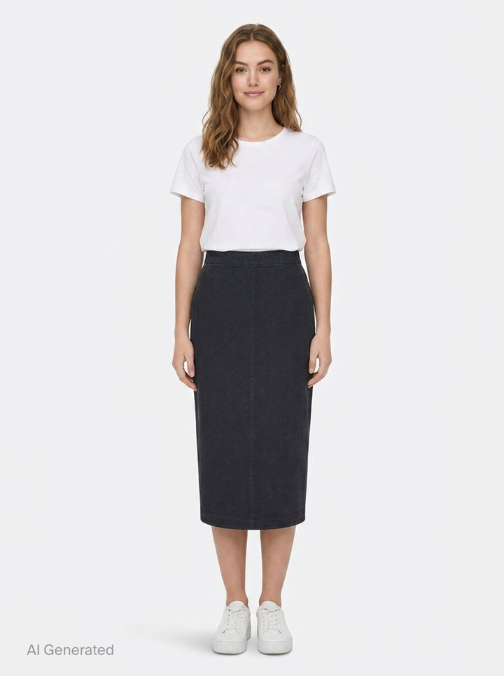 Black Denim Midi Skirt | N°21 | Club21 - front