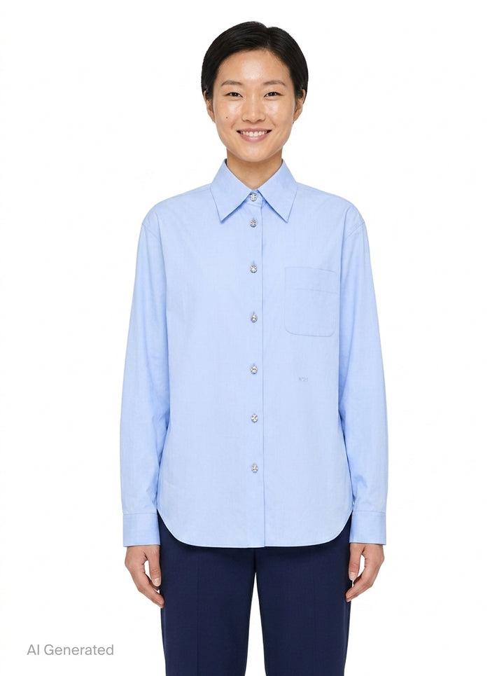 Crystal Button Poplin Shirt | N°21 | Club21 - front