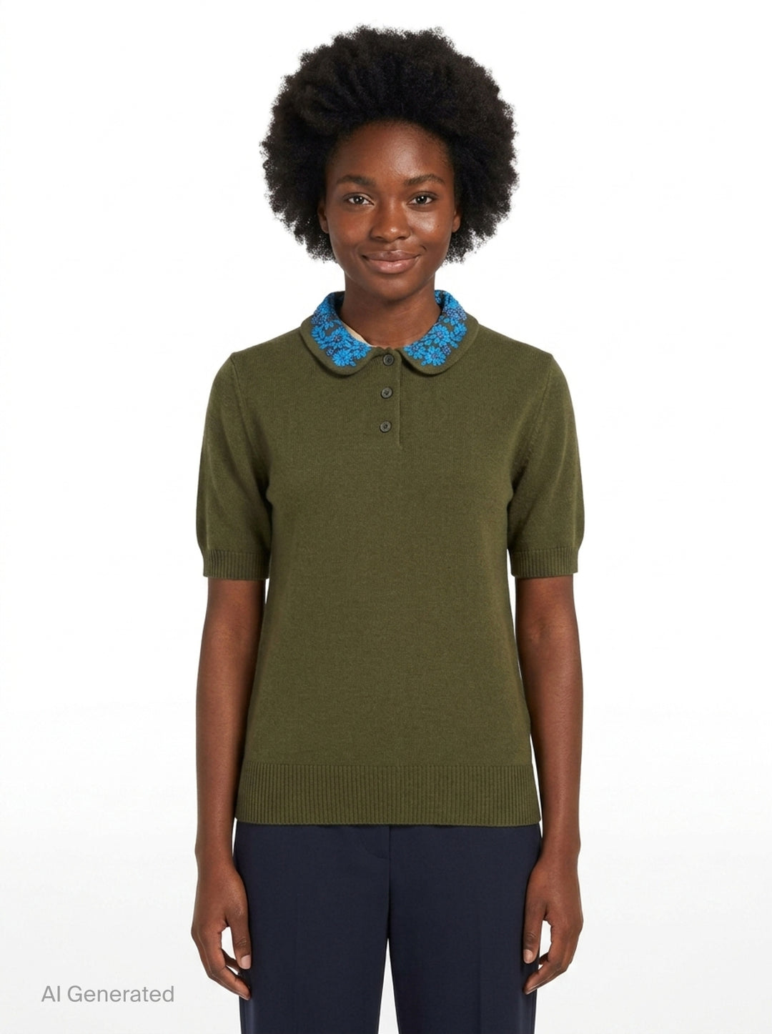 Floral Embroidered Collar Polo | N°21 | Club21 - front
