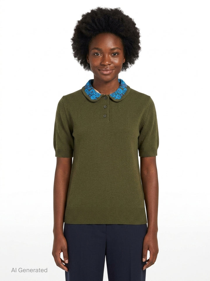 Floral Embroidered Collar Polo | N°21 | Club21 - front