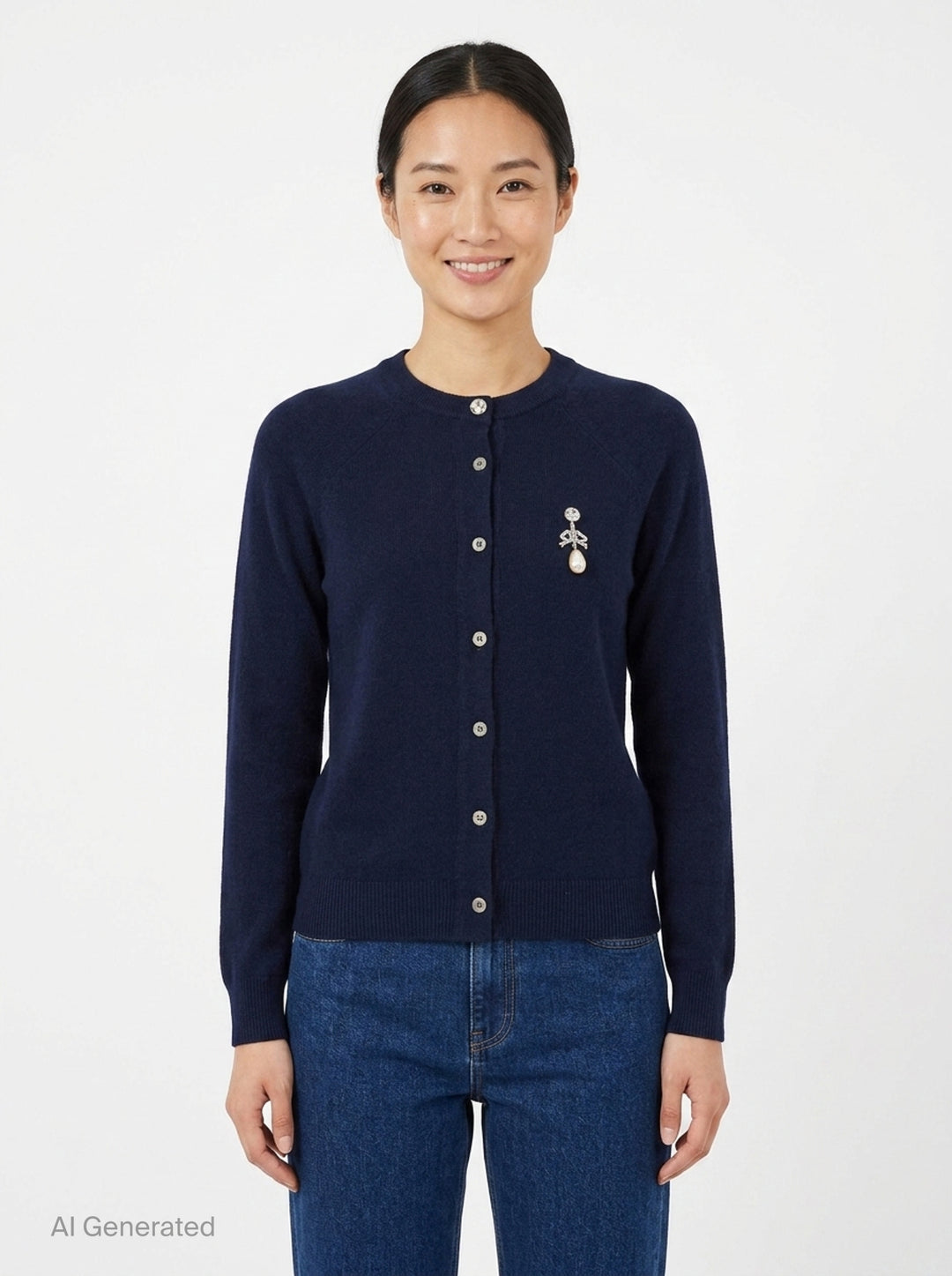 Pearl Brooch Cashmere Cardigan | N°21 | Club21 - front
