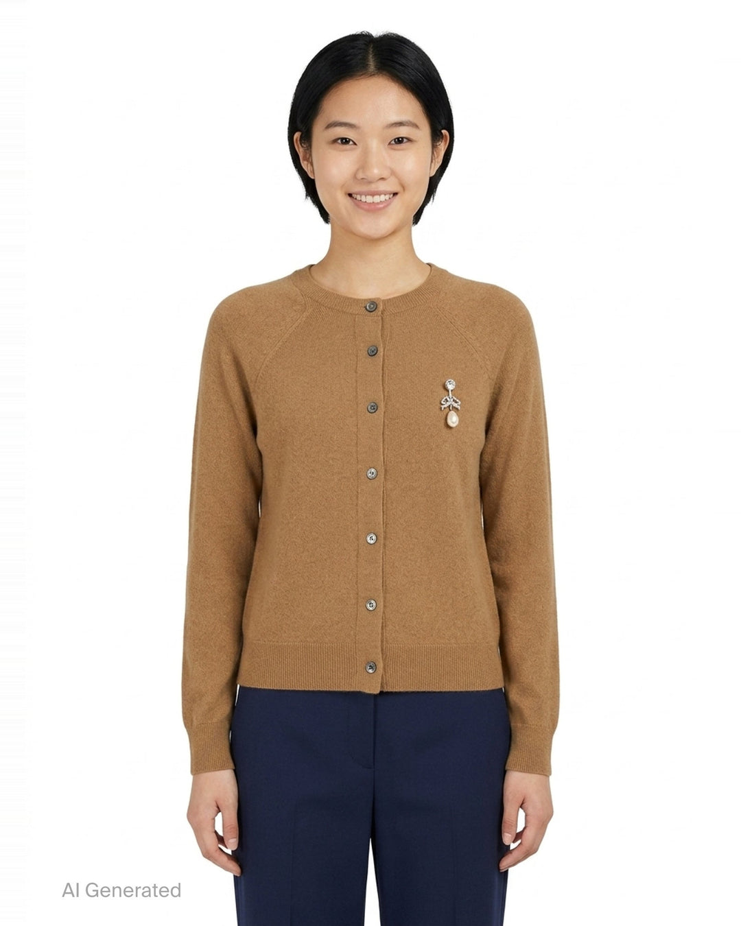 Pearl Brooch Cashmere Cardigan | N°21 | Club21 - front