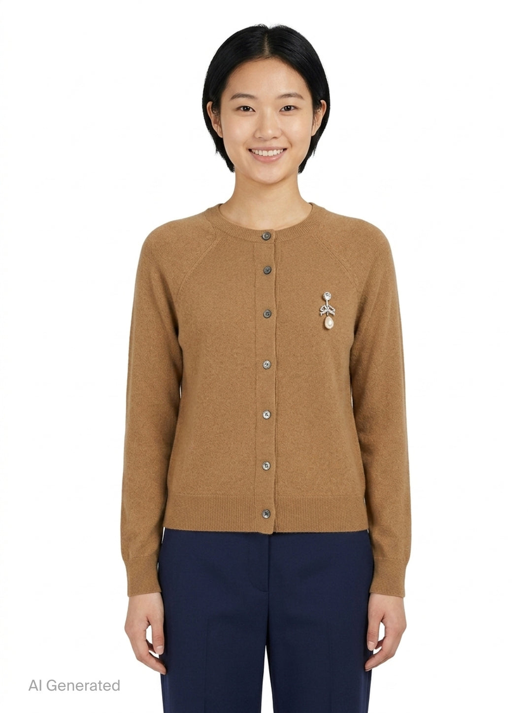 Pearl Brooch Cashmere Cardigan | N°21 | Club21 - front