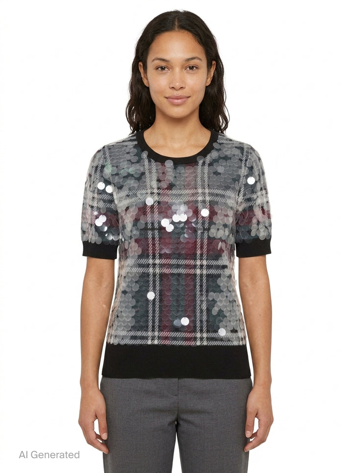 Sequin Plaid Knit Top | N°21 | Club21 - front