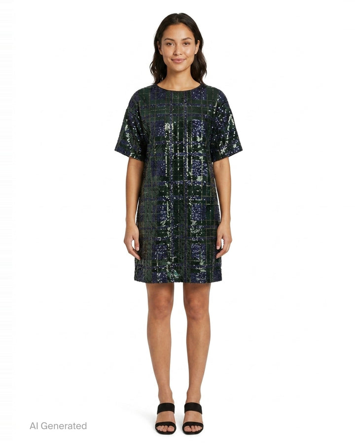 Sequin Plaid Woven Dress | N°21 | Club21 - front