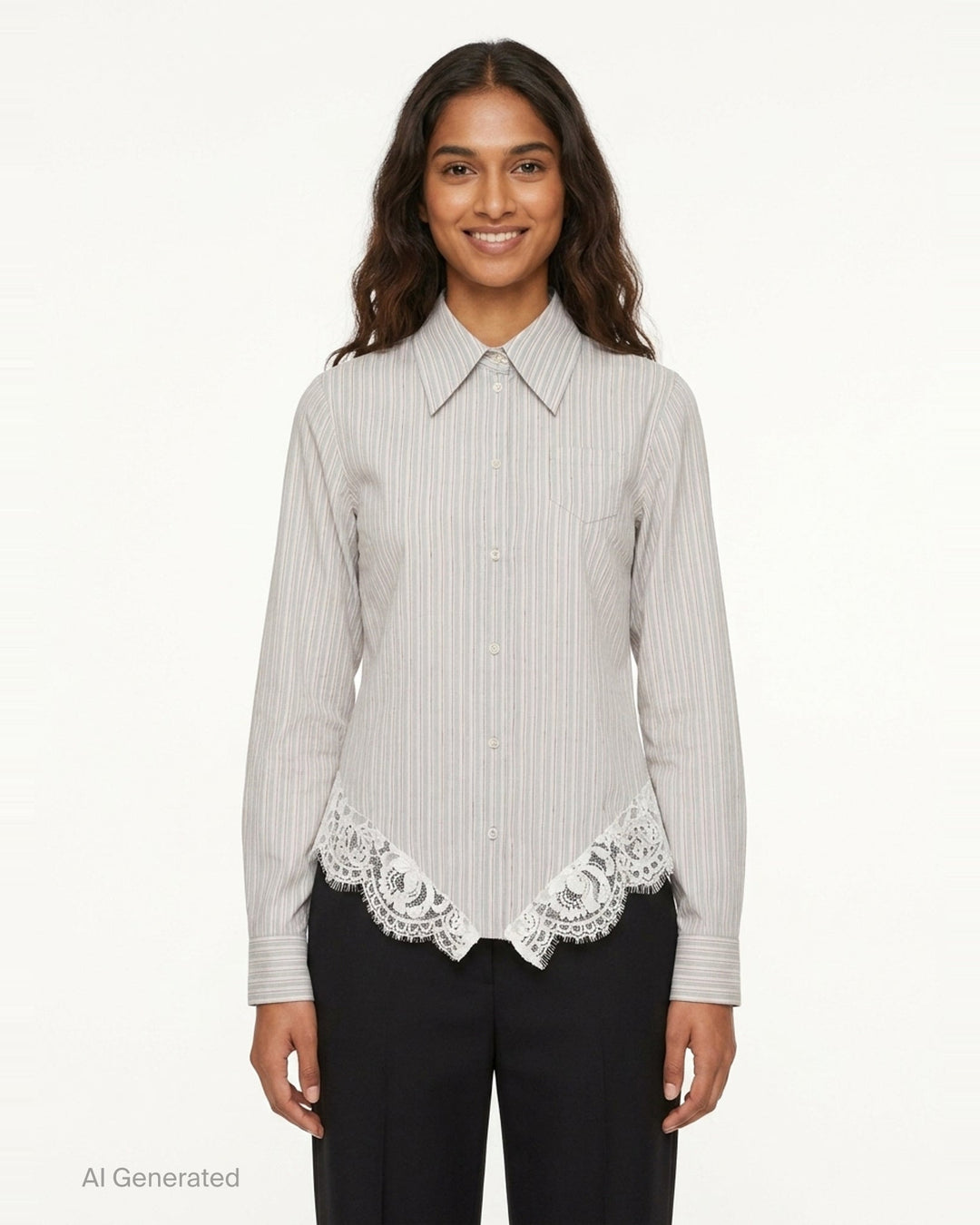 Striped Lace Hem Shirt | N°21 | Club21 - front