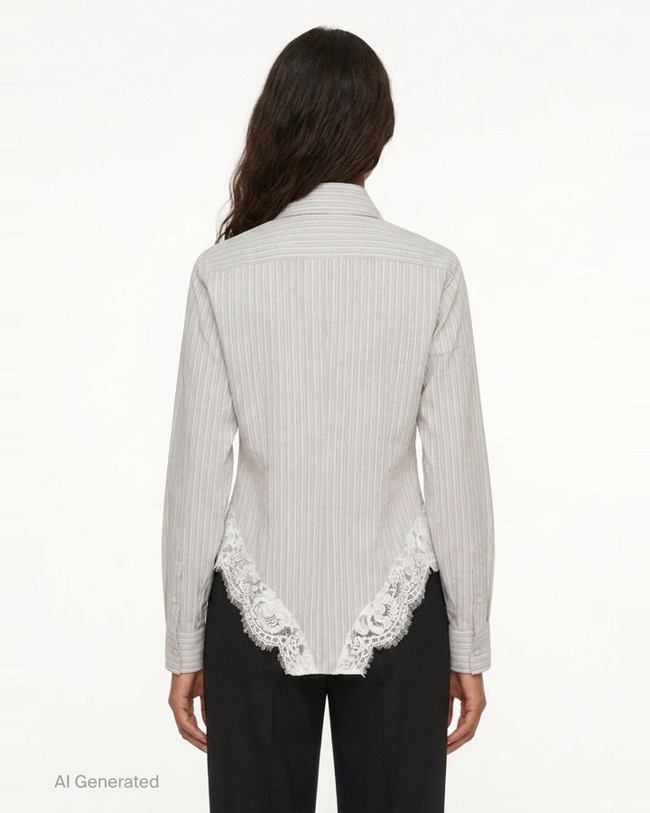 Striped Lace Hem Shirt | N°21 | Club21 - back