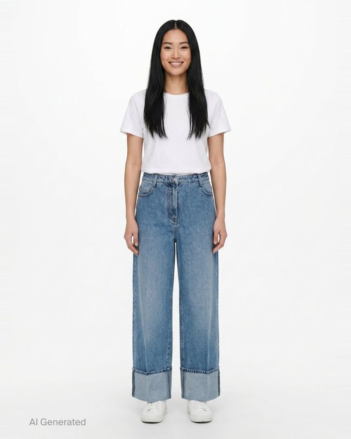 Wide Leg Cuffed Jeans | N°21 | Club21 - front