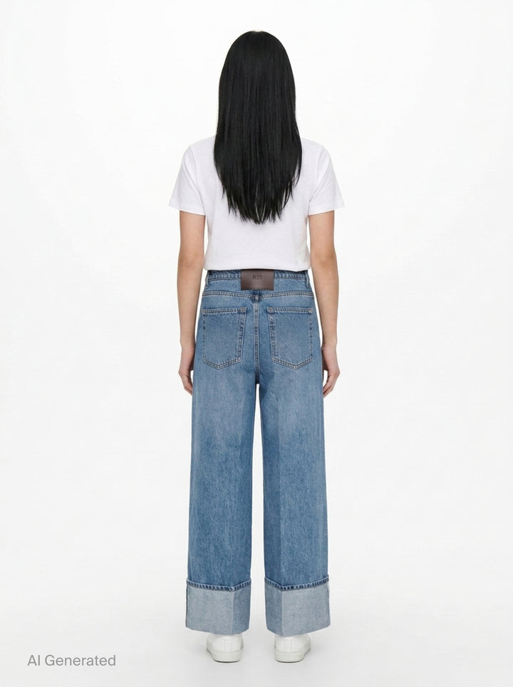 Wide Leg Cuffed Jeans | N°21 | Club21 - back
