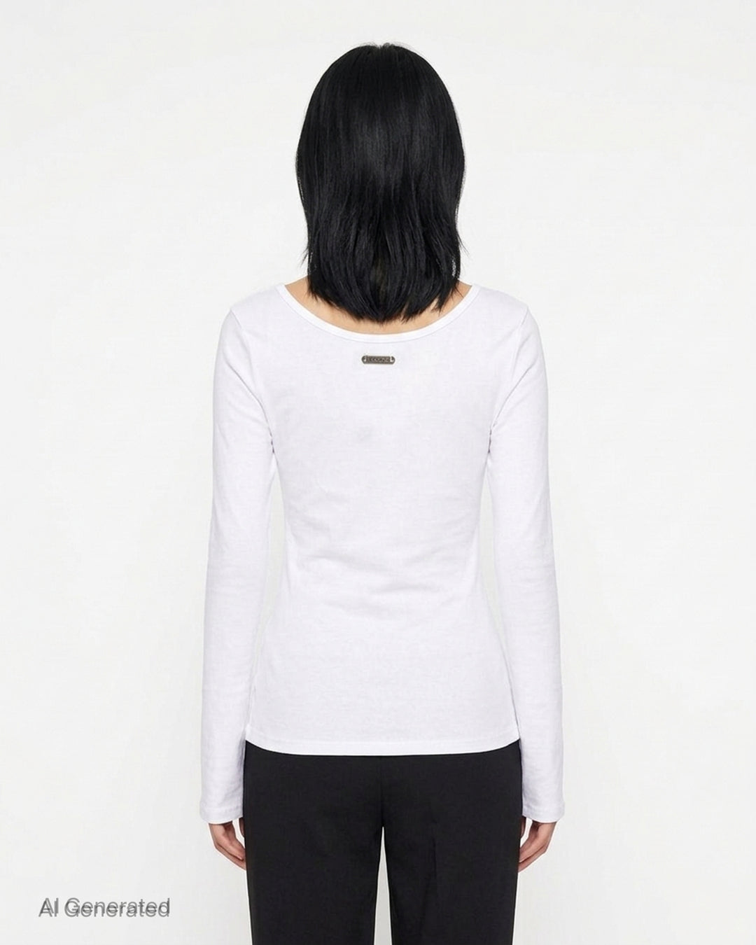 White Nache slim fit long sleeve top with a distorted black typographic print and flared cuffs - back