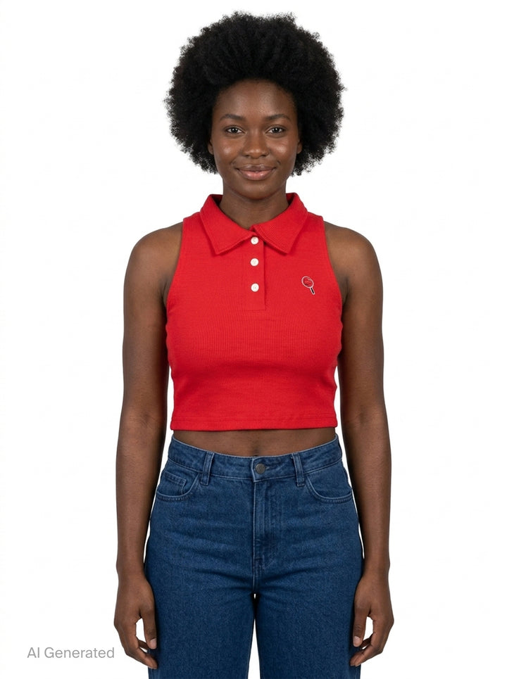 Boonie Cropped Polo Top | Nineties | Club21 - front