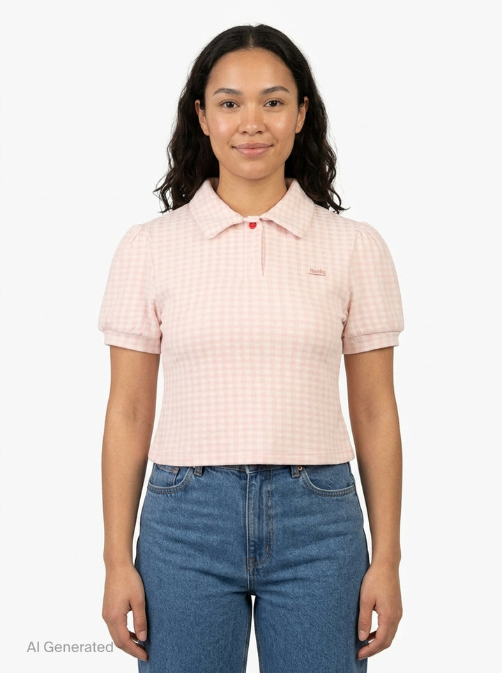 Candy Gingham Polo Top | Nineties | Club21 - front