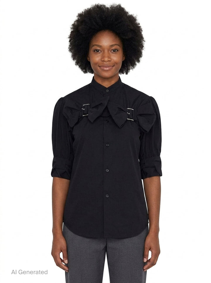 Bow Buckle Blouse | Noir Kei Ninomiya | Club21 - front
