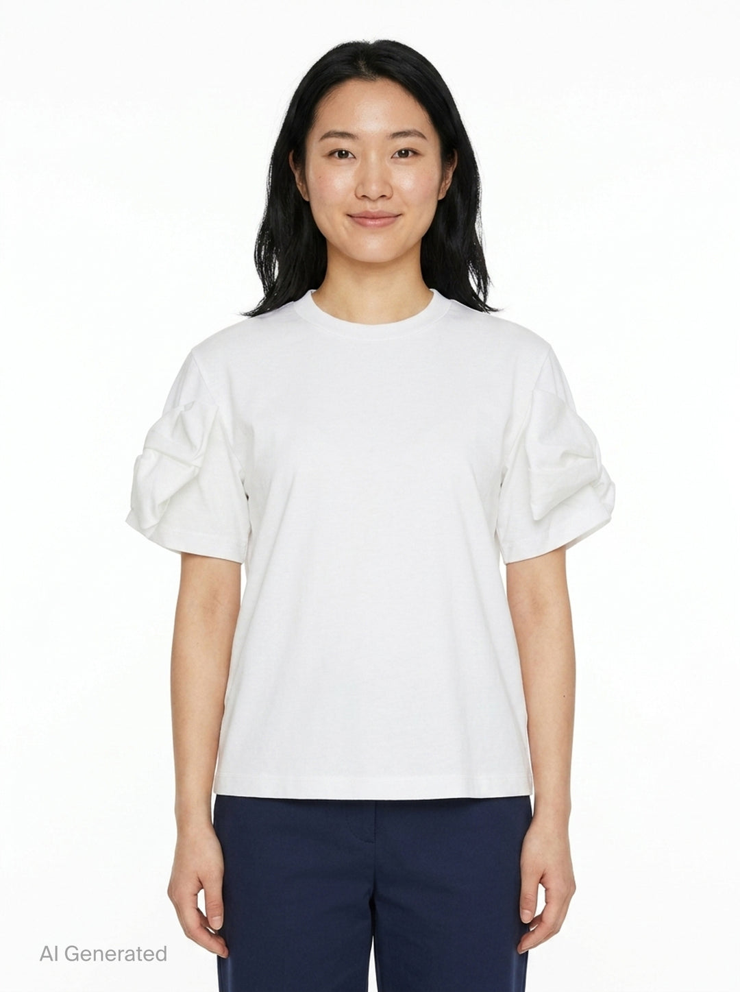 Cotton Tee With Bow Detail | Noir Kei Ninomiya | Club21 - front