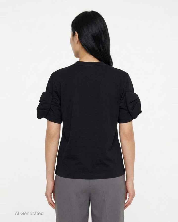 Cotton Tee With Bow Detail | Noir Kei Ninomiya | Club21 - back