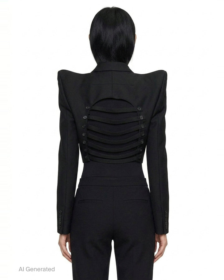 Cropped Slashed Front Jacket | Noir Kei Ninomiya | Club21 - back