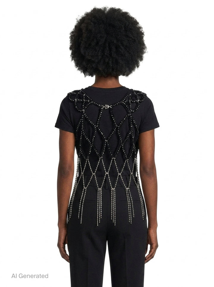 Cropped Yarn and Chain Vest | Noir Kei Ninomiya | Club21 - back