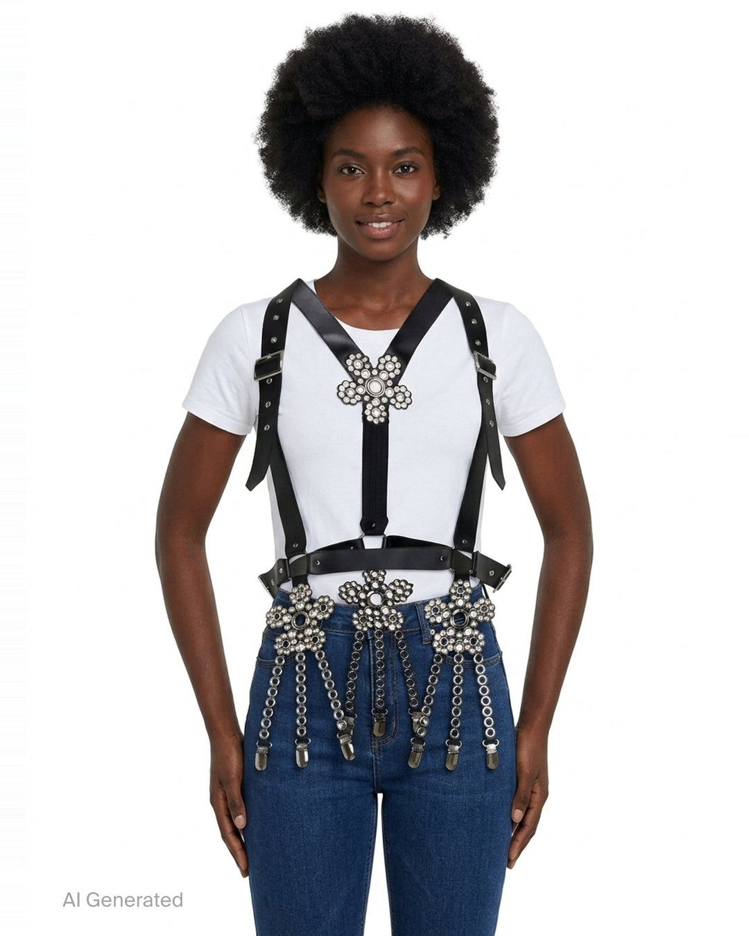 Crystal Flower Harness Vest | Noir Kei Ninomiya | Club21 - front