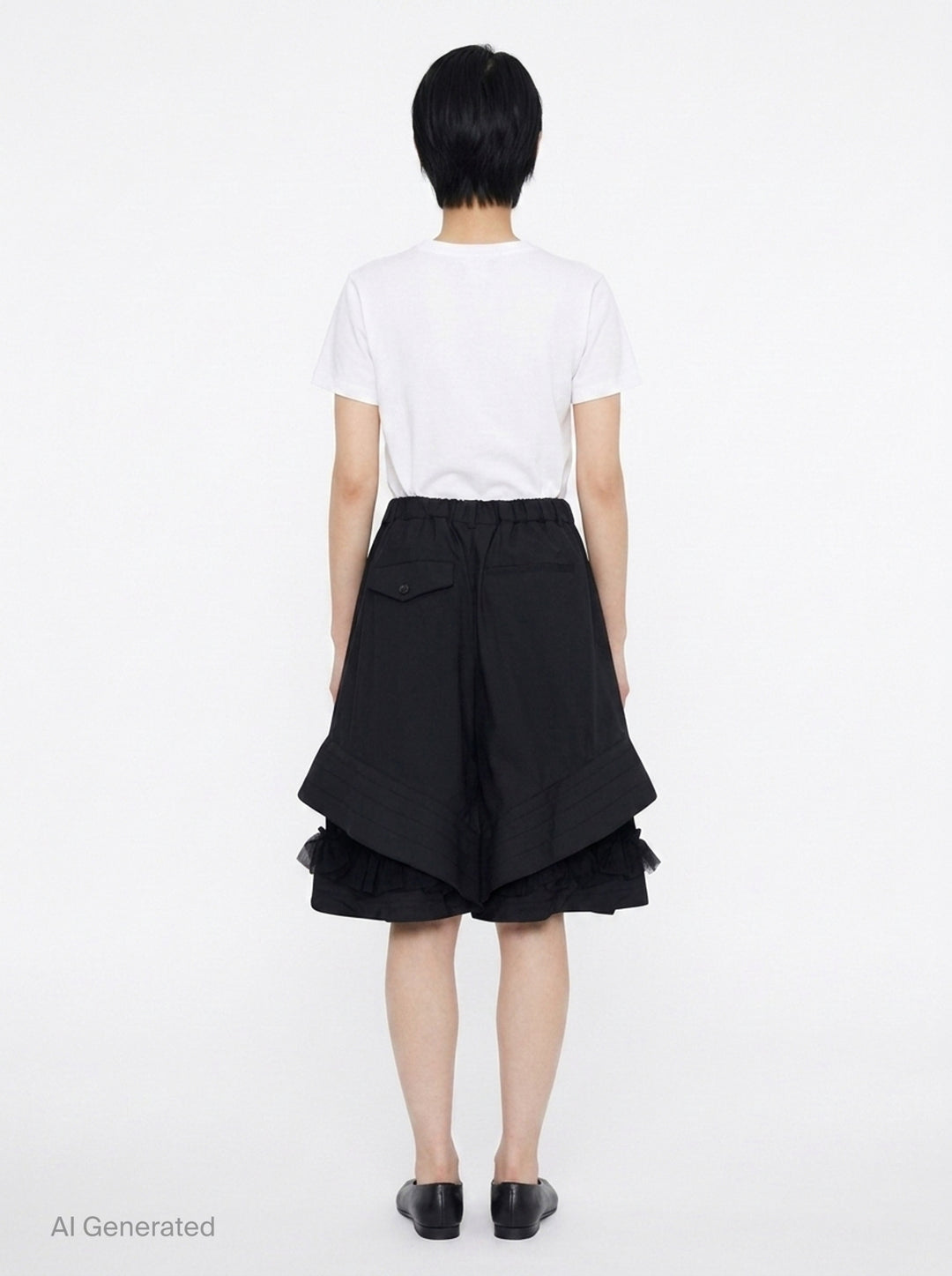 Gathered Waist Layered Shorts | Noir Kei Ninomiya | Club21 - back