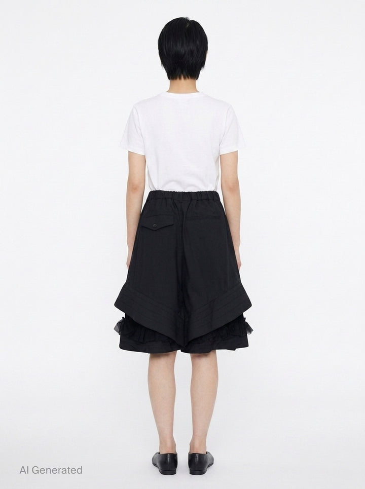 Gathered Waist Layered Shorts | Noir Kei Ninomiya | Club21 - back