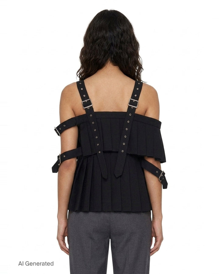 Pleated Buckle Strap Vest | Noir Kei Ninomiya | Club21 - back
