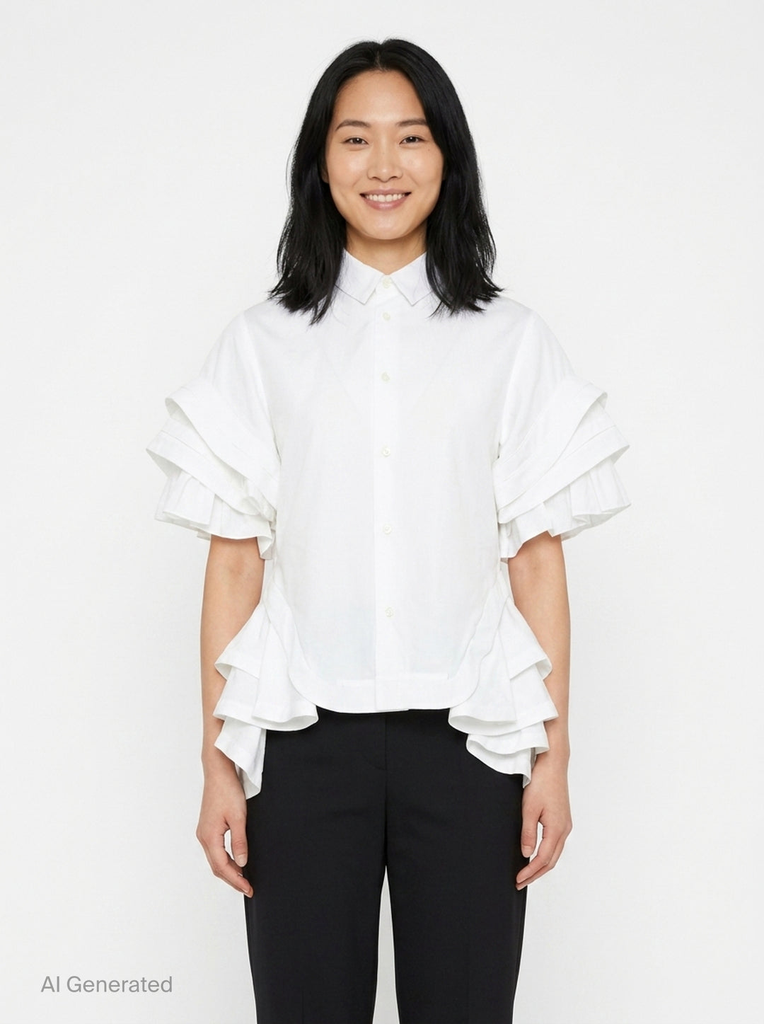 Ruffled Flare Shirt Blouse | Noir Kei Ninomiya | Club21 - front