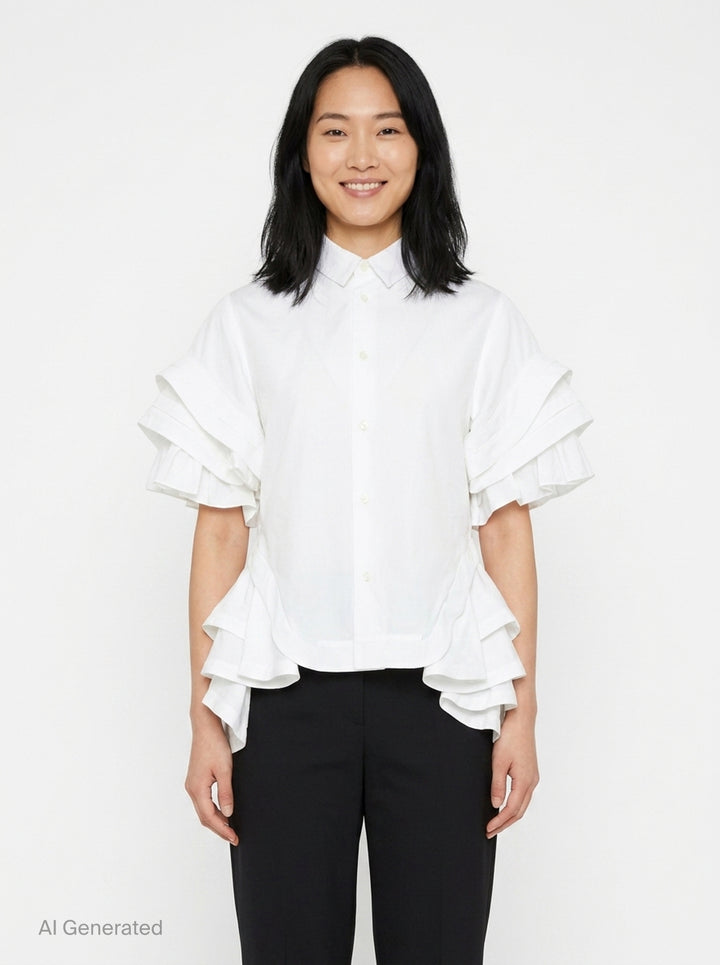 Ruffled Flare Shirt Blouse | Noir Kei Ninomiya | Club21 - front