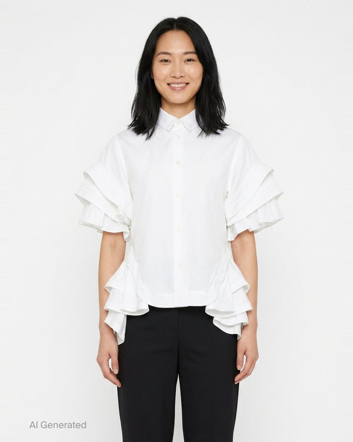 Ruffled Flare Shirt Blouse | Noir Kei Ninomiya | Club21 - front