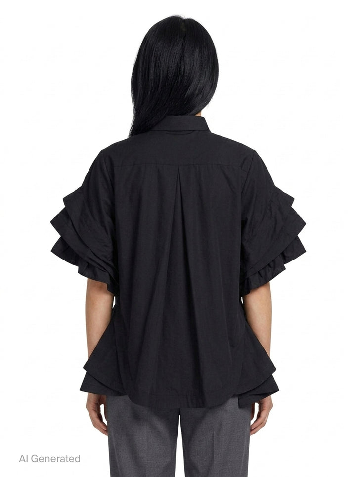 Ruffled Flare Shirt Blouse | Noir Kei Ninomiya | Club21 - back