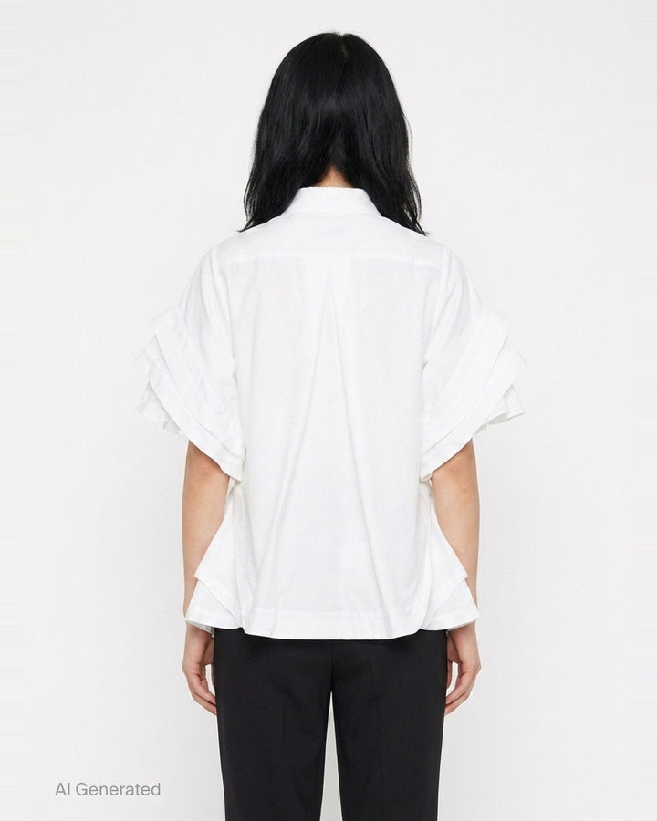 Ruffled Flare Shirt Blouse | Noir Kei Ninomiya | Club21 - back