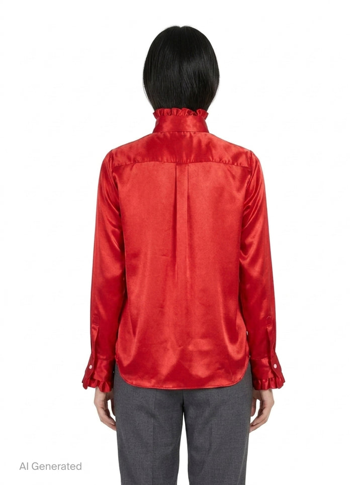 Ruffled Satin Button Down Blouse | Noir Kei Ninomiya | Club21 - back